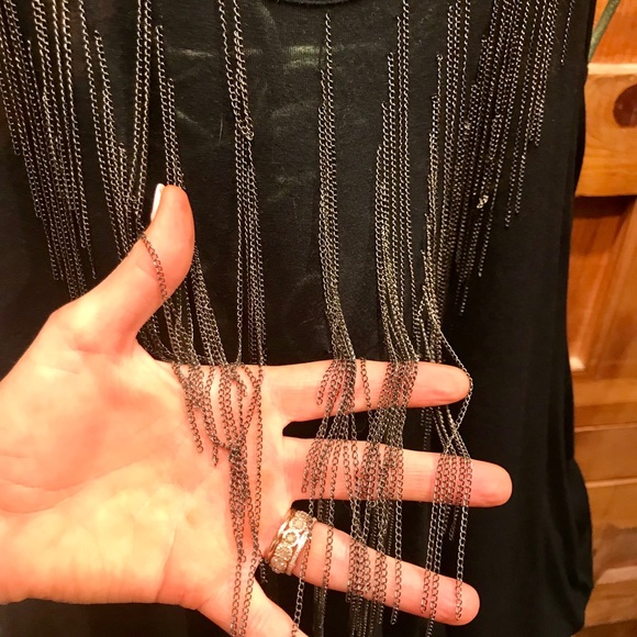 💔HAUTE HIPPIE racer back chain fringe top💔 - Picture 2 of 5